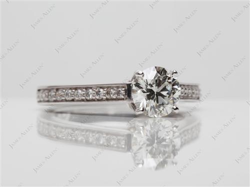 White Gold 0.75 Round cut Pave Diamond Ring