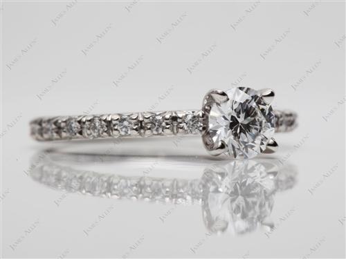 Platinum 0.43 Round cut Pave Setting Rings