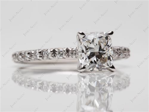 White Gold 1.25 Cushion cut Micro Pave Engagement Rings