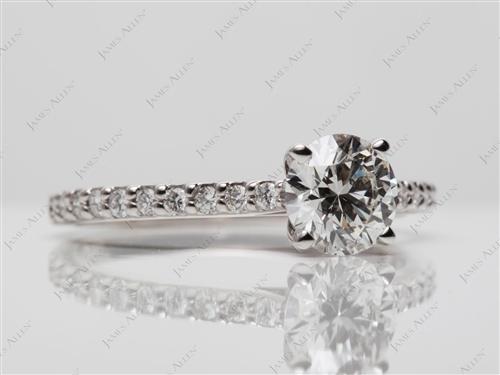 White Gold 1.04 Round cut Sidestone Engagement Ring