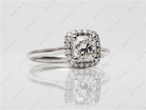 White Gold 0.80 Cushion cut Diamond Rings