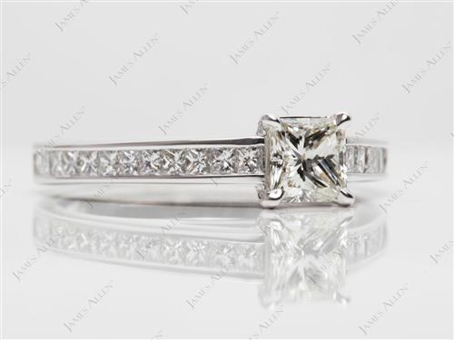 White Gold 0.57 Princess cut Diamond Channel Ring
