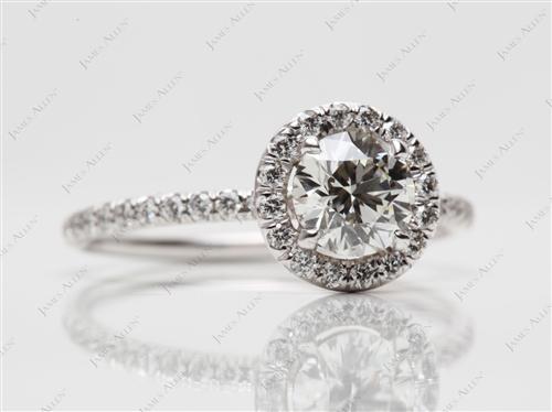 White Gold 0.74 Round cut Micro Pave Engagement Rings