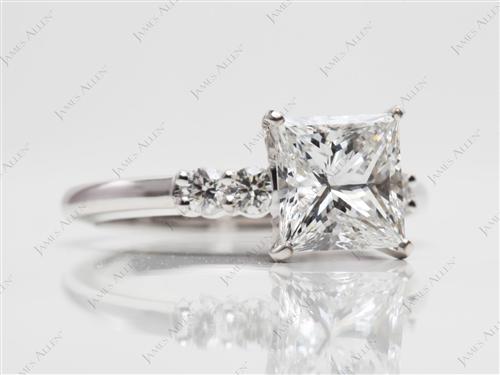 White Gold 1.51 Princess cut Diamond Ring With Sidestones