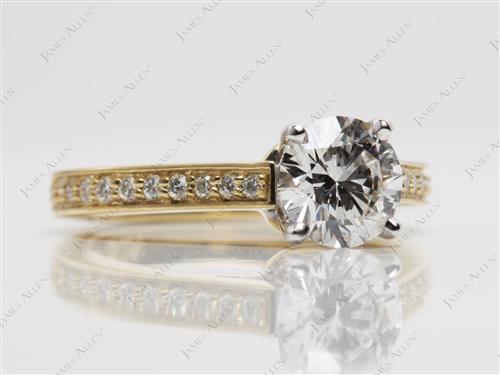 Gold 1.00 Round cut Micro Pave Ring