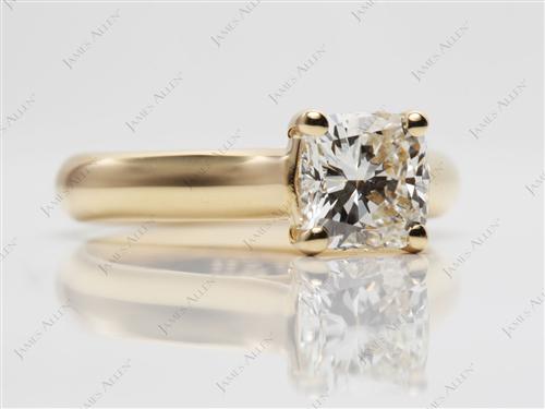 Gold 1.24 Cushion cut Solitaire Ring Setting