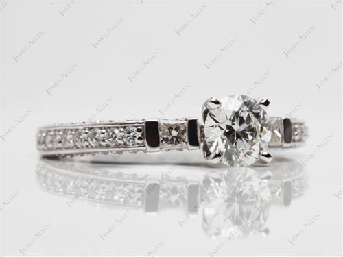 White Gold 0.75 Round cut Pave Ring Set