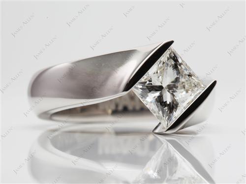 Platinum 2.03 Princess cut Tension Diamond Rings