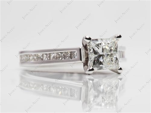 White Gold 1.04 Princess cut Channel Engagement Rings