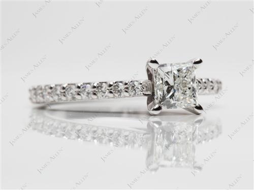 White Gold 0.61 Princess cut Engagement Ring With Side Stones