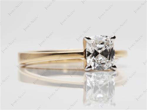 Gold 0.91 Cushion cut Solitaire Ring Settings