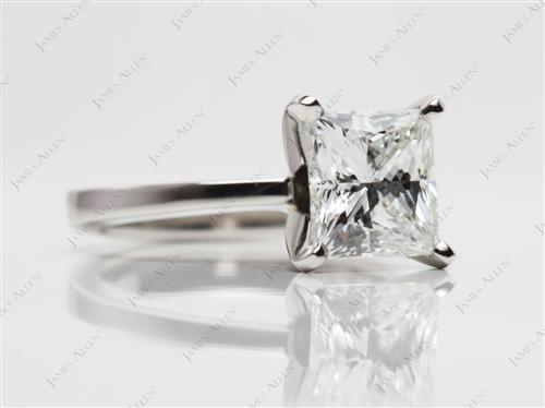 Platinum 1.70 Princess cut Solitaire Ring Setting