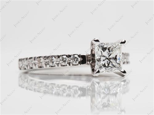 White Gold 0.74 Princess cut Bridal Wedding Ring Sets