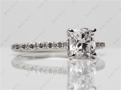 Platinum 1.01 Cushion cut Micro Pave Ring