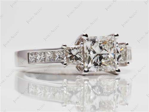 White Gold 1.12 Princess cut Diamond Rings