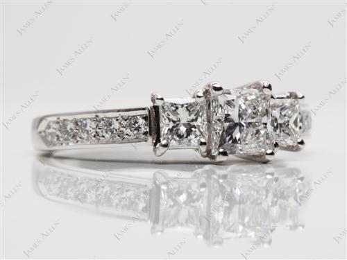 Platinum 0.69 Princess cut Engagement Rings Side Stones