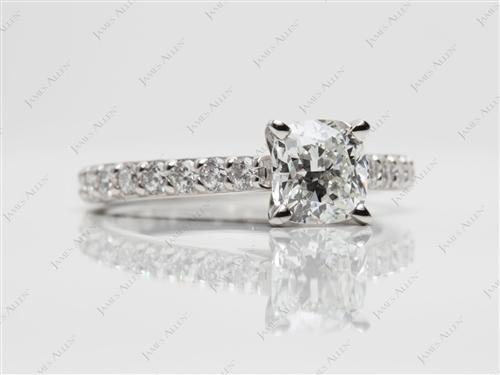 Platinum 1.01 Cushion cut Sidestone Engagement Ring