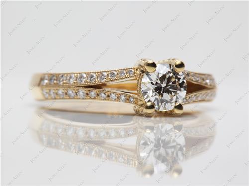 Gold 0.54 Round cut Engagement Rings Pave