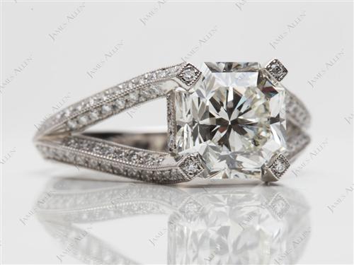 Platinum 3.22 Radiant cut Micro Pave Engagement Rings