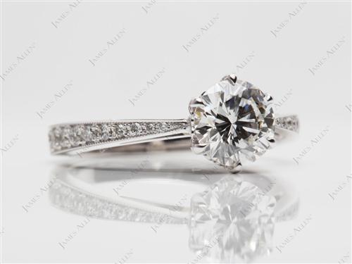 White Gold 0.97 Round cut Pave Diamond Ring