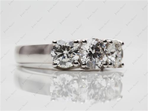 Platinum 0.70 Round cut Three Stones