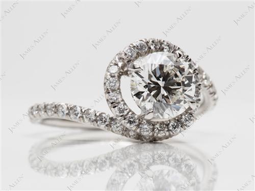 Platinum 1.01 Round cut Micro Pave Engagement Rings