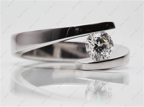 White Gold 0.75 Round cut Engagement Rings