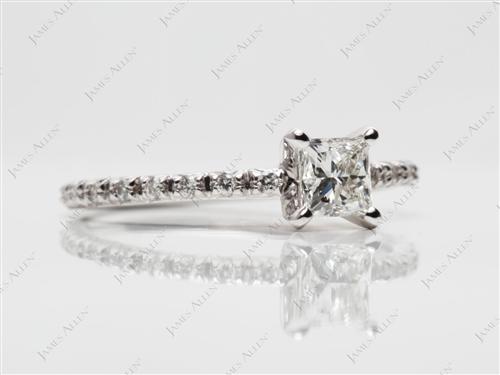 White Gold 0.52 Princess cut Pave Engagement Ring