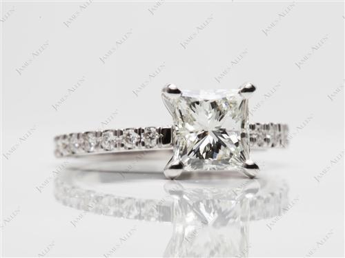 White Gold 1.53 Princess cut Pave Ring Settings
