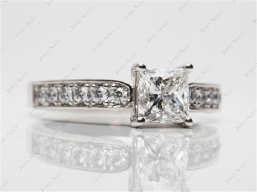 Platinum 1.21 Princess cut Pave Rings