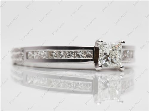 White Gold 0.62 Princess cut Channel Cut Ring