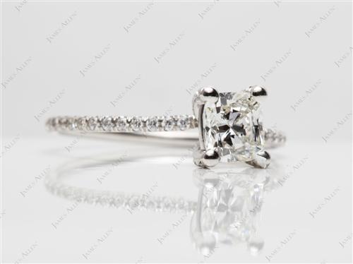 Platinum 1.35 Cushion cut Micro Pave Rings