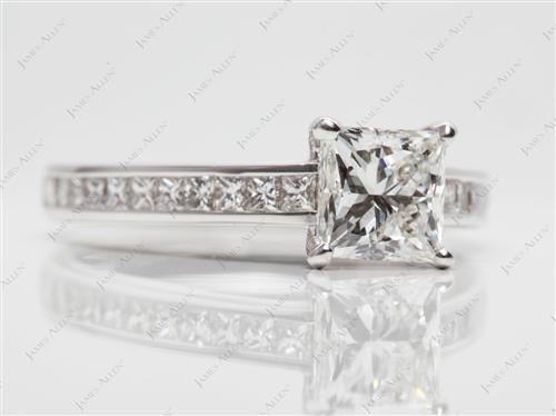 White Gold 1.23 Princess cut Channel Set Eternity Rings