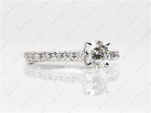 Platinum 0.58 Round cut Diamond Pave Rings