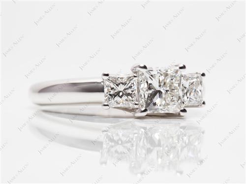White Gold 0.85 Princess cut Three Stones Ring