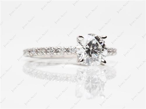 Platinum 0.80 Round cut Pave Ring Mountings