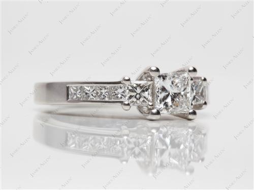 Platinum 0.72 Princess cut Engagement Ring With Side Stones