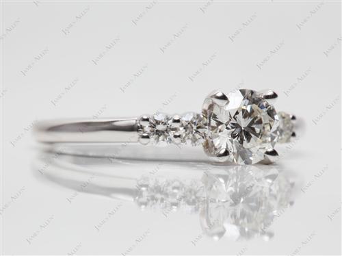 White Gold 0.57 Round cut Engagement Ring Settings With Side Stones