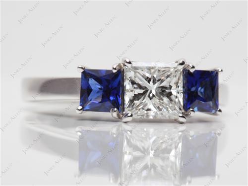 White Gold 1.00 Princess cut Topaz Rings