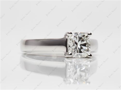 Platinum 1.02 Cushion cut Solitaire Diamond Rings