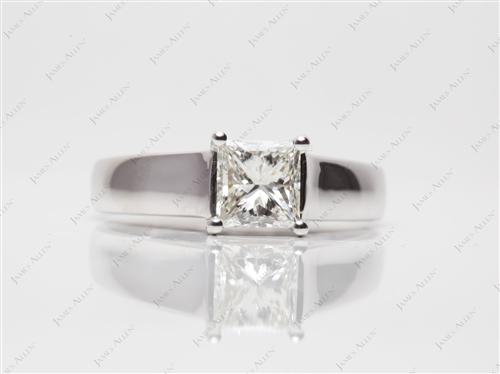 White Gold 0.95 Princess cut Solitaire Engagement Rings