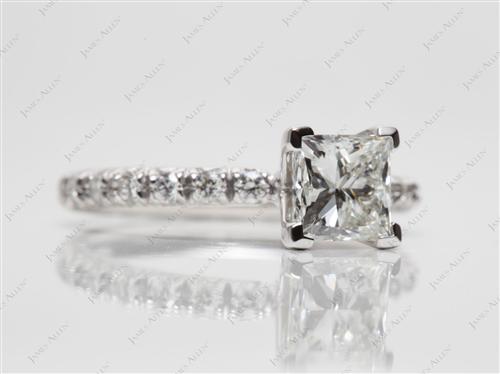 Platinum 1.14 Princess cut Pave Ring