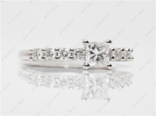 Platinum 0.57 Princess cut Engagement Ring Side Stones