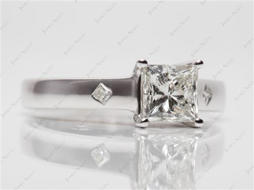 White Gold 1.01 Princess cut Diamond Solitaire Ring Settings