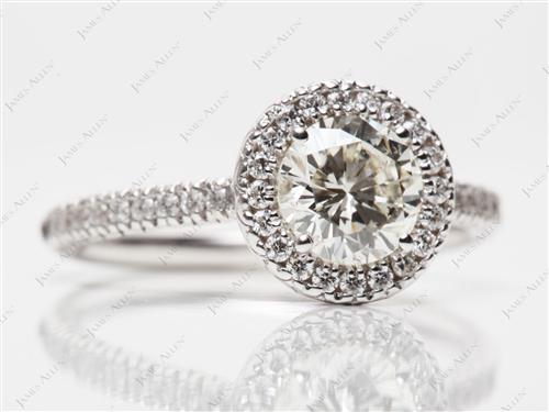 White Gold 0.97 Round cut Diamond Pave Rings