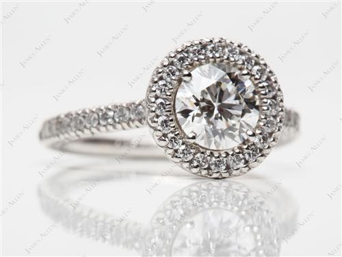 Platinum 0.72 Round cut Pave Ring Mountings