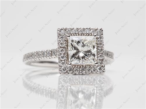 White Gold 1.02 Princess cut Pave Engagement Ring