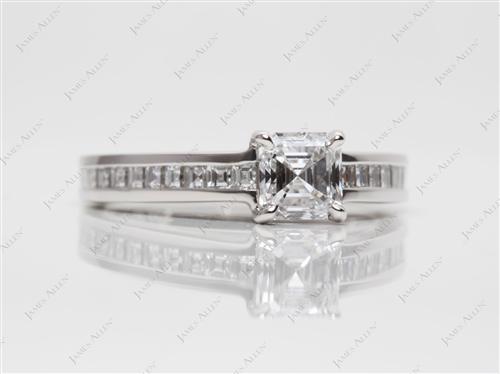 Platinum 0.74 Asscher cut Channel Set Engagement Ring