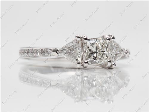 White Gold 0.62 Princess cut Pave Engagement Rings
