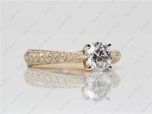 Gold 0.72 Round cut Pave Diamond Engagement Ring